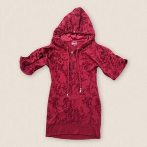 Y2K Apple Bottoms Snakeskin Pattern Long Hoodie Dress Short sleeve | Size Large